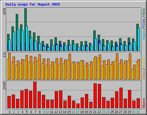 Daily usage for August 2025